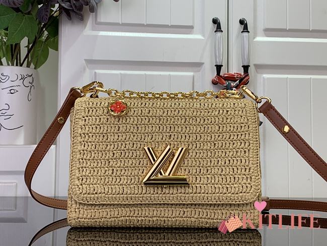 Kitlife Louis Vuitton Twist PM Slim Bag Beige Raffia M14309 15x7x19cm - 1