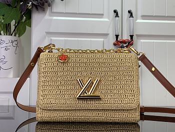 Kitlife Louis Vuitton Twist PM Slim Bag Beige Raffia M14309 15x7x19cm