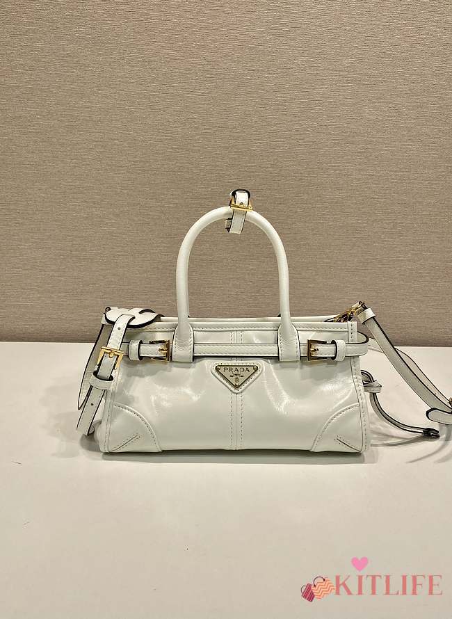 Kitlife Prada Bonnie White Leather Bag 1BA486 23.5x12x9cm - 1
