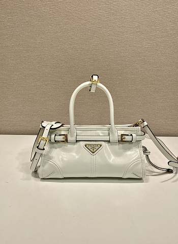 Kitlife Prada Bonnie White Leather Bag 1BA486 23.5x12x9cm