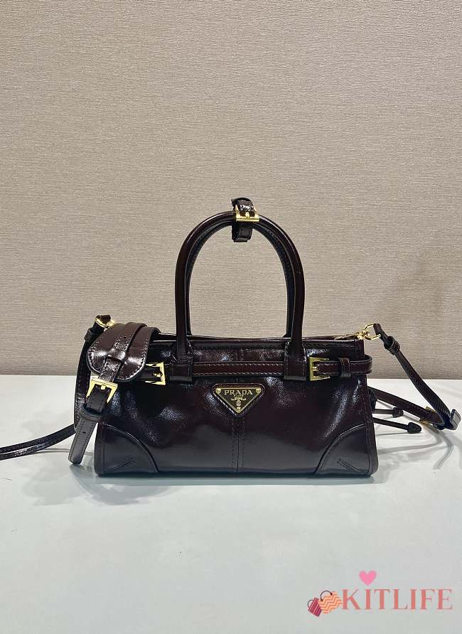 Kitlife Prada Bonnie Dark Brown Leather Bag 1BA486 23.5x12x9cm - 1