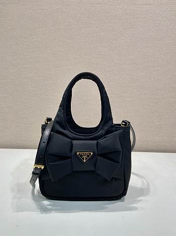 Kitlife Prada Padded Re-Nylon Black Mini Bag With Bow 1BA359 18x15.5x10cm