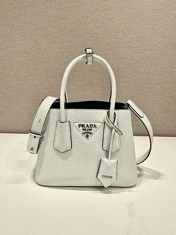 Kitlife Prada Double Saffiano White Leather Bag 1BG443 25x18.5x12.5cm