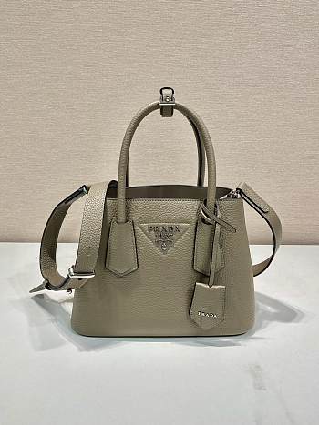 Kitlife Prada Double Saffiano Grey Leather Bag 1BG443 25x18.5x12.5cm