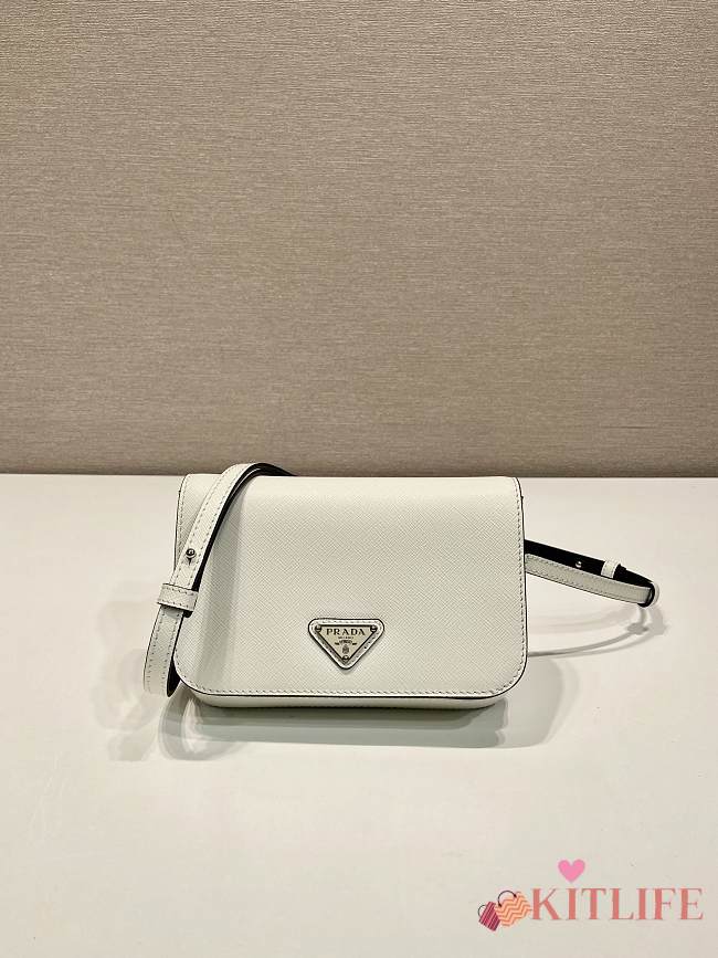 Kitlife Prada Saffiano White Leather Shoulder Bag 2VD061 18x12.5x2.5cm - 1