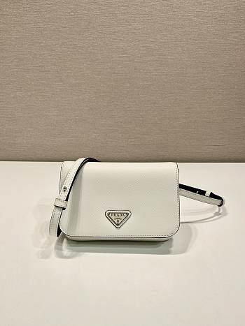 Kitlife Prada Saffiano White Leather Shoulder Bag 2VD061 18x12.5x2.5cm