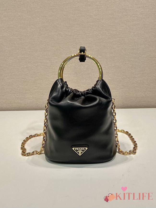 Kitlife Prada Bucket Bag Black Leather 1BC227 15x19x8cm - 1