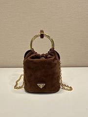 Kitlife Prada Bucket Bag Brown Suede Leather 1BC227 15x19x8cm - 1
