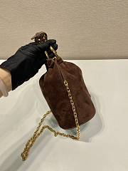 Kitlife Prada Bucket Bag Brown Suede Leather 1BC227 15x19x8cm - 6