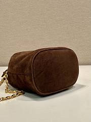 Kitlife Prada Bucket Bag Brown Suede Leather 1BC227 15x19x8cm - 4