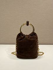 Kitlife Prada Bucket Bag Brown Suede Leather 1BC227 15x19x8cm - 5