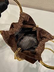 Kitlife Prada Bucket Bag Brown Suede Leather 1BC227 15x19x8cm - 3