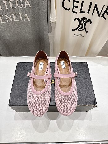 Kitlife Alaia 25SS Flat Pink Mesh Ballet Shoes