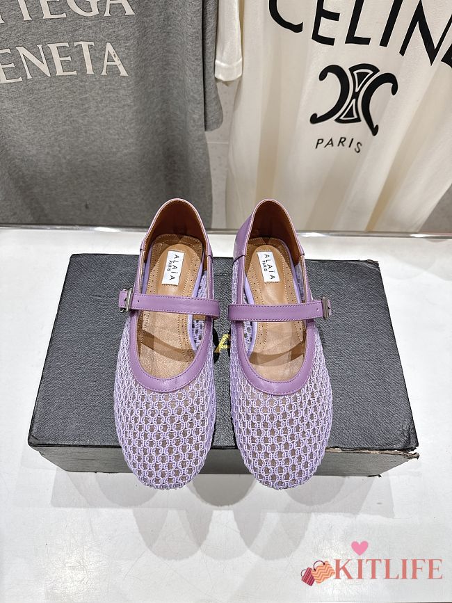 Kitlife Alaia 25SS Flat Purple Mesh Ballet Shoes - 1