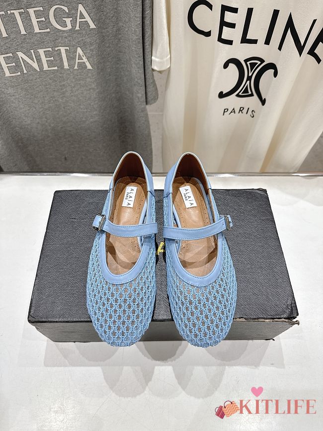 Kitlife Alaia 25SS Flat Blue Mesh Ballet Shoes - 1