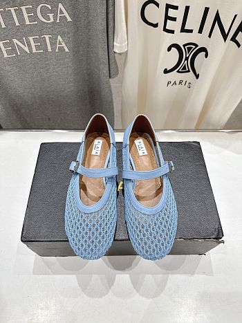 Kitlife Alaia 25SS Flat Blue Mesh Ballet Shoes