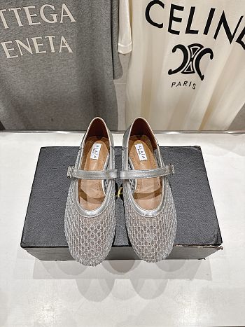 Kitlife Alaia 25SS Flat Grey Mesh Ballet Shoes