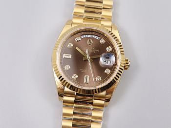 Kitlife Rolex Day-Date Watch Brown Diamond Dial in Gold 36mm