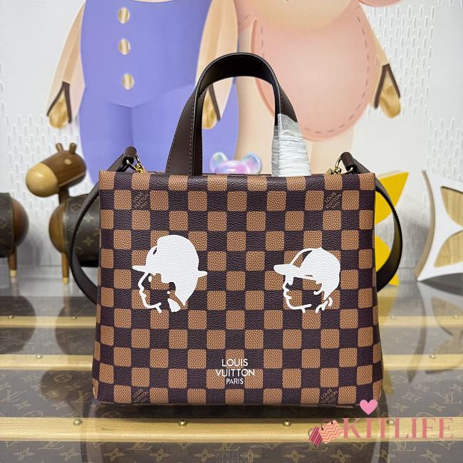Kitlife Louis Vuitton Mini Shopper Tote Bag Brown Damier Ebene Canvas N40810 26x20x10cm - 1