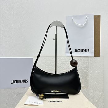 Kitlife Jacquemus Le Bisou Baguette Crossbody Bag Black 2095 27x10.5cm