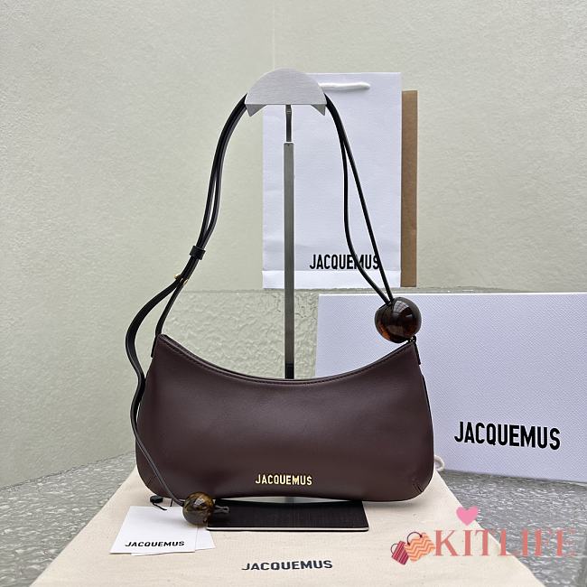 Kitlife Jacquemus Le Bisou Baguette Crossbody Bag Dark Brown 2095 27x10.5cm - 1