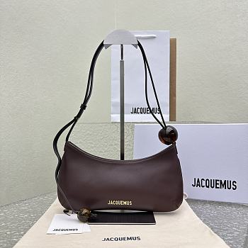 Kitlife Jacquemus Le Bisou Baguette Crossbody Bag Dark Brown 2095 27x10.5cm