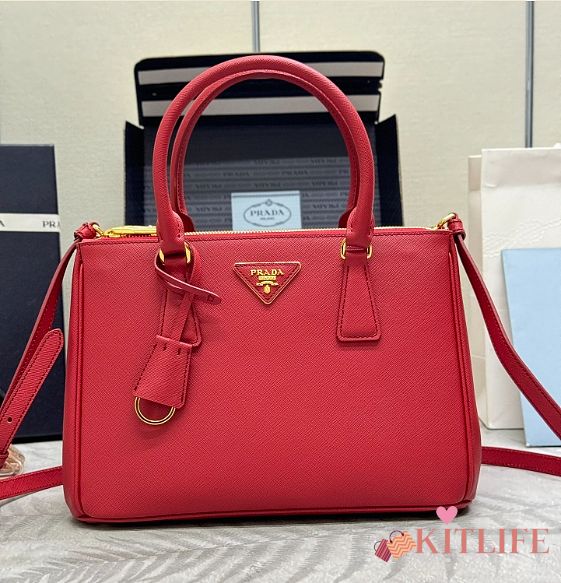 Kitlife Prada Galleria Saffiano Red Leather Medium Bag - 1BA863 - 28x19.5x12cm - 1