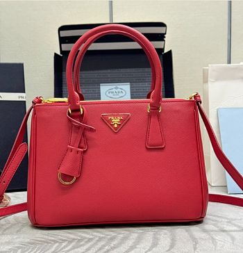Kitlife Prada Galleria Saffiano Red Leather Medium Bag - 1BA863 - 28x19.5x12cm