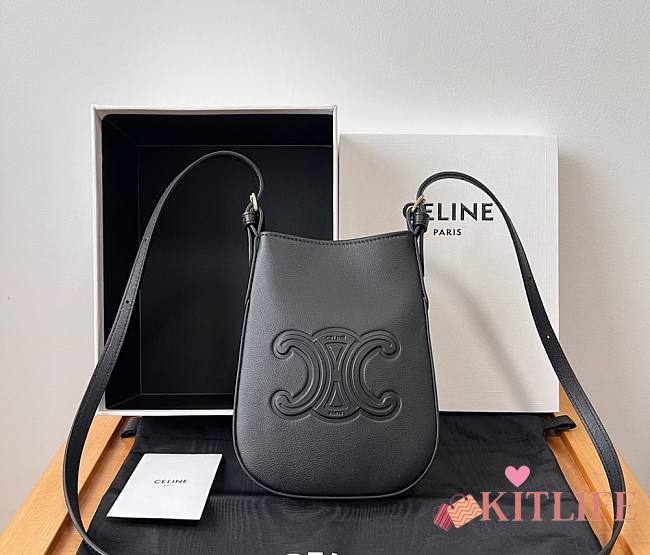 Kitlife Celine Heloise Black Leather Mobile Phone Bag 10M753 15x19.5x3cm - 1