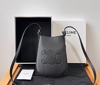 Kitlife Celine Heloise Black Leather Mobile Phone Bag 10M753 15x19.5x3cm