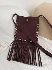 Kitlfie Valentino Garavani Nellcôte Dark Brown Suede Tassel Bag 20x20x3cm - 1