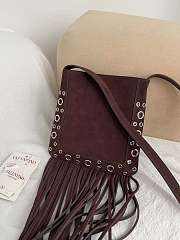 Kitlfie Valentino Garavani Nellcôte Dark Brown Suede Tassel Bag 20x20x3cm - 4