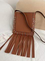 Kitlfie Valentino Garavani Nellcôte Brown Leather Tassel Bag 20x20x3cm - 5