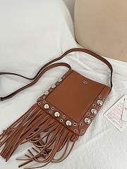 Kitlfie Valentino Garavani Nellcôte Brown Leather Tassel Bag 20x20x3cm - 4