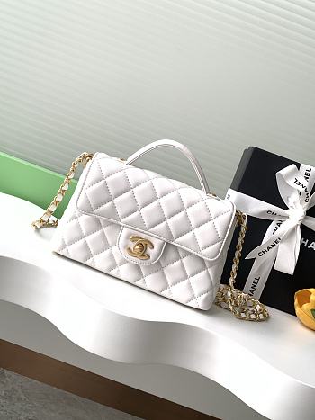Kitlife Chanel 25SS Flap Bag With Top Handle White 14x20x6cm