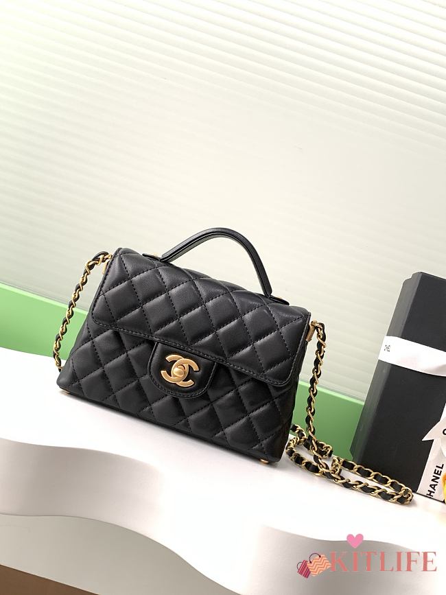 Kitlife Chanel 25SS Flap Bag With Top Handle Black 14x20x6cm - 1