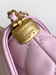 Kitlife Chanel 25SS Flap Bag With Top Handle Pink 14x20x6cm - 3