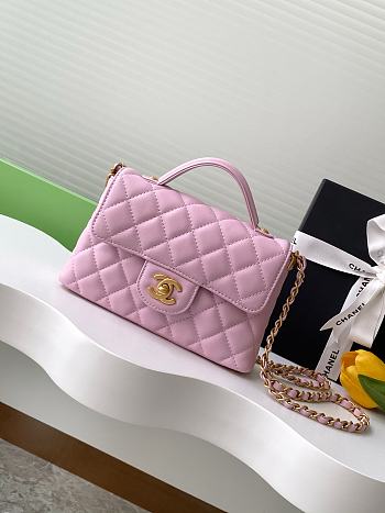 Kitlife Chanel 25SS Flap Bag With Top Handle Pink 14x20x6cm