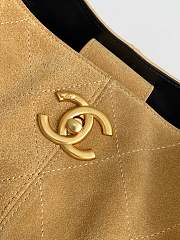Kitlife Chanel Shopping Bag Beige Suede Calfskin and Black Shiny Lambskin & Gold-Tone Metal 36x24x12cm - 3