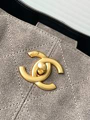 Kitlife Chanel Shopping Bag Grey Suede Calfskin and Black Shiny Lambskin & Gold-Tone Metal 36x24x12cm - 6