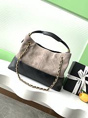 Kitlife Chanel Shopping Bag Grey Suede Calfskin and Black Shiny Lambskin & Gold-Tone Metal 36x24x12cm - 4