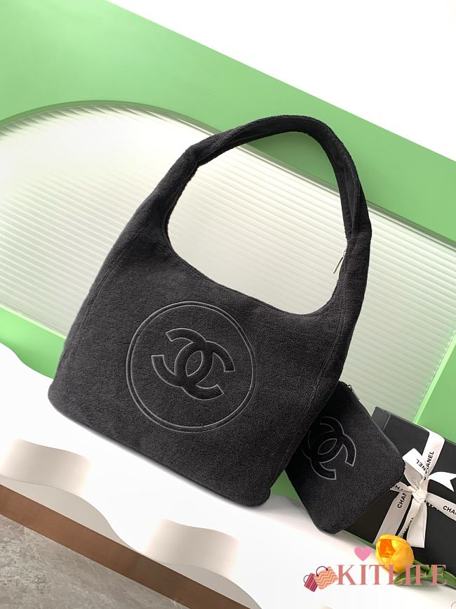 Kitlife Chanel 25 CC Coco Beach Bag Black 38x58x20cm - 1