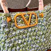 Kitlife Valentino 2025 Green & Blue Raffia Woven Tote Bag 35x25x17cm - 6