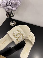 Kitlife Chanel Logo Woven Slippers White - 4