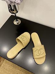 Kitlife Chanel Logo Woven Slippers Beige - 6