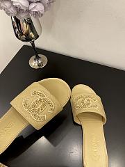 Kitlife Chanel Logo Woven Slippers Beige - 5