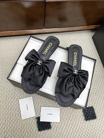 Kitlife Chanel 25 Bow-decorated Flat Slippers Black