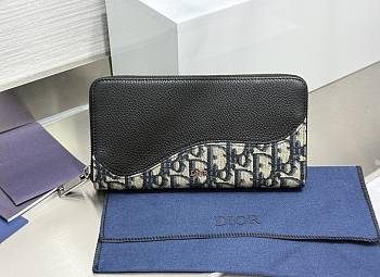 Kitlife Dior Long Zipper Wallet Black; Beige & Blue 2ESBC252YSE 19.8x11x2.5cm