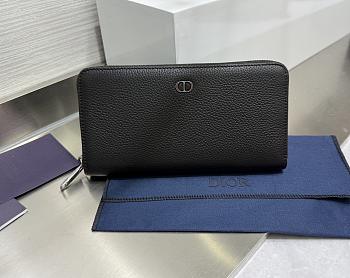 Kitlife Dior Long Zipper Wallet Black 19.8x11x2.5cm