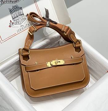 Kitlife Hermes Jypsiere Mini Bag Brown Swift Leather Gold Hardware 23x17x5cm